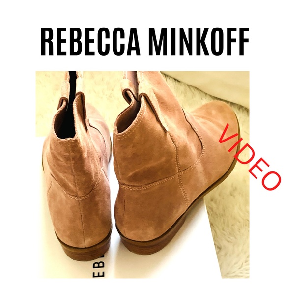REBCCA MINKOFF Chasidy Berry Smoothie Suede Bootie Fawn Tan Size 10 M - Picture 5 of 8